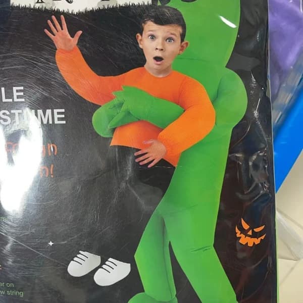 Nabila Oppblåsbar Alien-drakt for barn, Halloween & Cosplay, Grønn drakt[JUN]