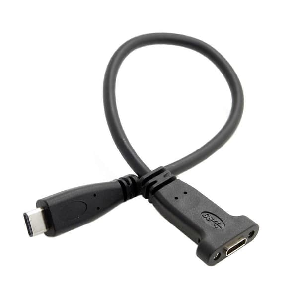USB-C USB 3.1 Type C Hann til Hunn Skjøte Datakabel med Panelmonteringsskruehull