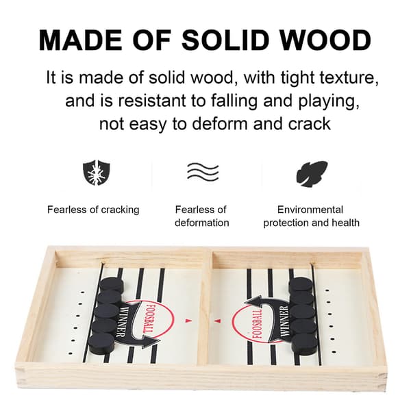 Wooden Bouncing Chess Hockey, Fast Sling Puck Game, Hand-Eye Coordination {h}