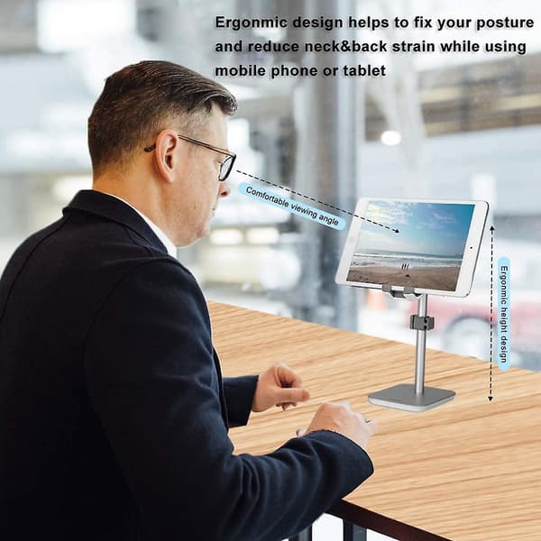 Upgraded Height Tablet/Phone Stand, Aluminum Alloy Holder Compatible With Kindle, E-reader Within 11 Inches, Desktop Headphone Holder Cradle Dock,
