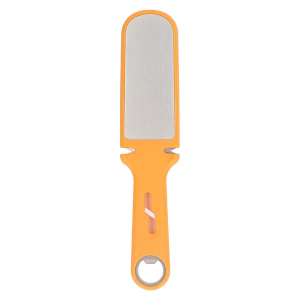 Double-sided knife sharpener 6 in 1, portable whetstone for kitchen and camping, orange