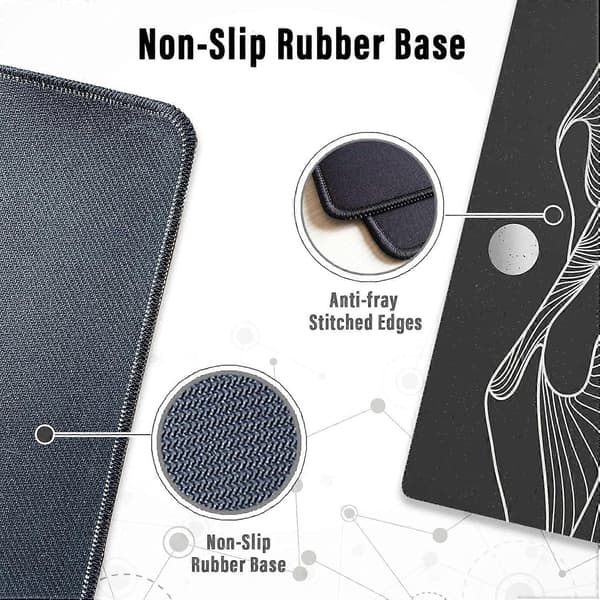 Large Gaming Mouse Pad with Stitched Edges, Minimalist Desk Mat with Mountain, Extended Mousepad with Non-Slip Base