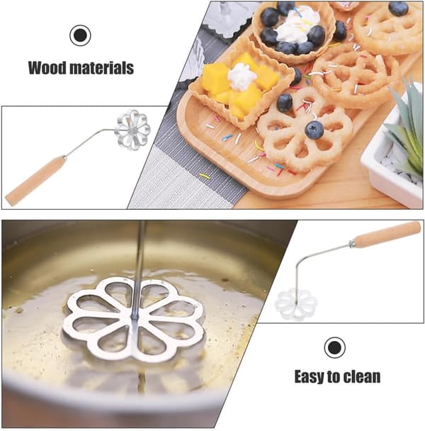 2 st friterad snackform oljedegform robust non-stick aluminiumlegering trä köksredskap