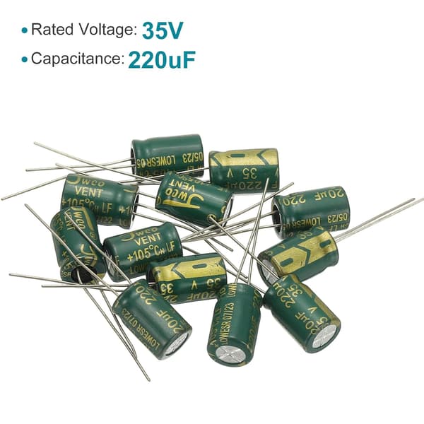 12 stk. Elektrolytkondensator Høj Frekvens 220UF 35V 8x12mm Gray