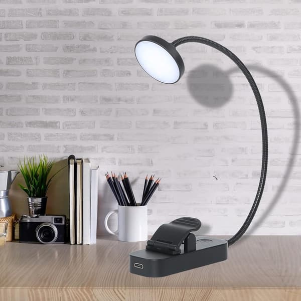 Warm White USB Rechargeable Book Light 12 LED Reading Lamp Dimmable Flexible Easy Clip-on Lamp Night Reading Light in Bed