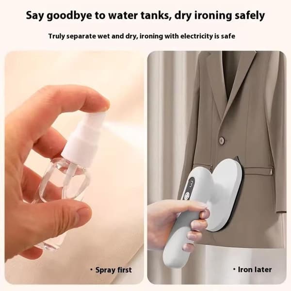 Cordless Mini Iron & Steamer, USB Rechargeable, Ceramic Soleplate, 3 Heat Settings LED – White（F2）
