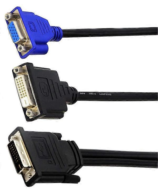 DVI-I(24+5) Han til DVI-D(24+1) og VGA (HD15) Hun