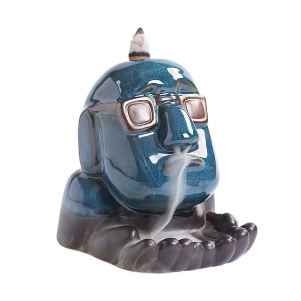 Keramisk backflow rökelsefigur staty solglasögon backflow rökelsebrännare staty näsborre rök aromaterapi prydnader