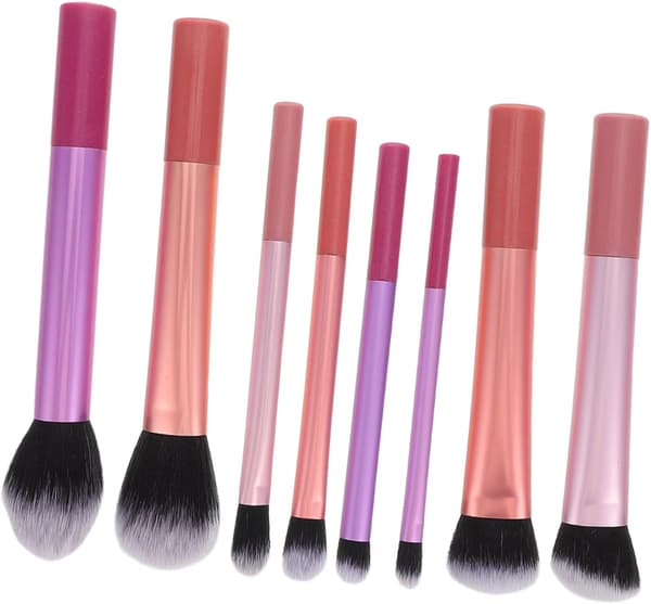 8 Soft Makeup Brushes with Long Handles for Eyeshadow, Blush, and Powder