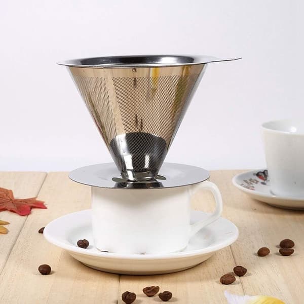Genanvendeligt kaffefilter i rustfrit stål, bryggefilter, drypfilter, tragt KLB