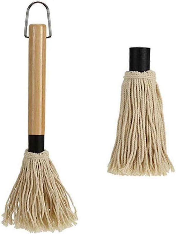 1-pack Barbecue Brush Set BBQ Brush Mop Cast Iron Sauce Pot and BBQ Mop Brush Set with 1 Extra Replacement Head