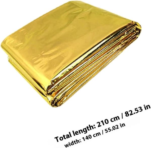 2 stk. nødtæpper 210x140 cm Mylar overlevelsestæpper med varmereflekterende folie