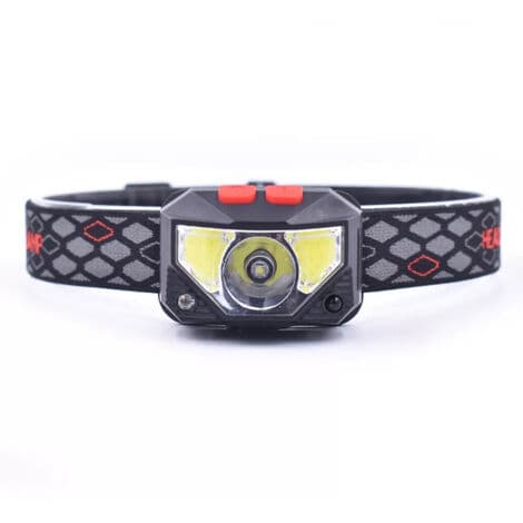 LED Headlamp with Red Indicator, USB Rechargeable, Compact Dual Light Source, Motion Detection, Waterproof Design, Adjustable Angle, Suitable (FMY)