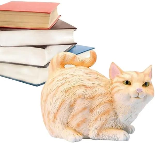 Cat Butt Tissue Holder - Square Tissue Box Cover with Tabby Cat - Cute Bathroom Accessory