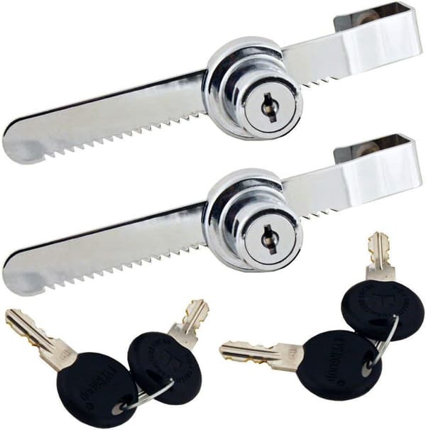 2-pack Sliding Glass Door Ratchet Lock with Chrome Finish, Keyed