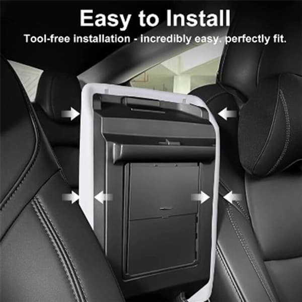 Black Center Console Armrest Cover Decorative Sticker Car Accessories for Model3/Y