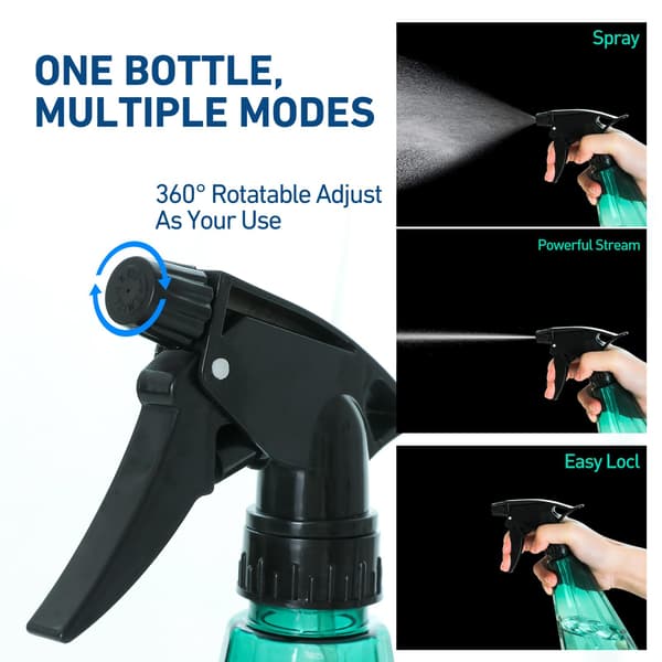 Invool 2-pack 500 ml tomma sprayflaskor med justerbart spraymunstycke, påfyllningsbara sprayflaskor för rengöring av växter, frisering
