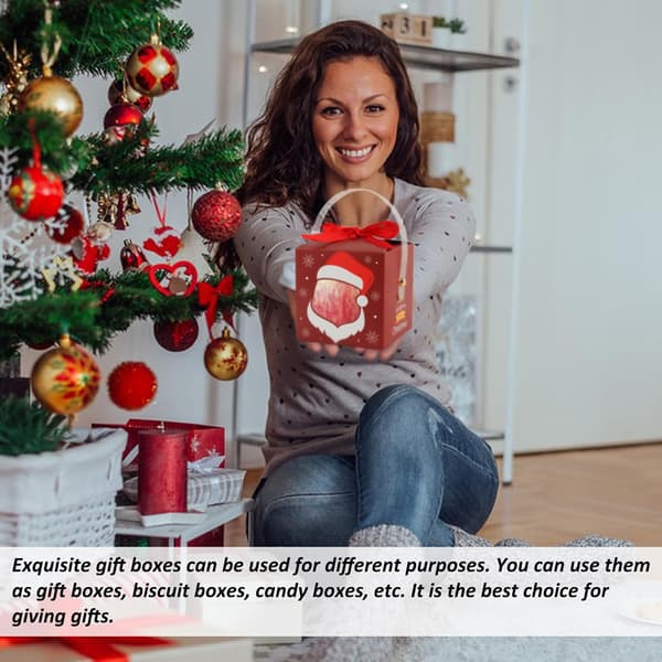 Presentförpackning, 4 Delar Julpresentförpackning Set, Små Presentaskar, Julgodislåda, Presentaskar i Kartong för Jul, Fest, Presentdekoration