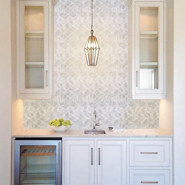 Imitation Marble Pattern Tile Sticker for Kitchen or Bathroom, Removable Backsplash 3D Wall Tile 5 Piece Series