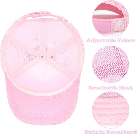 Justerbar solhatt for småbarn med dinosaurmønster, ensfarget lue for barn, gutter og jenter, egnet for 2-5 år Rosa Pink