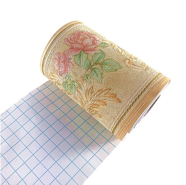 Självhäftande PVC Vintage 3D Vattentät Väggbård (Gul)