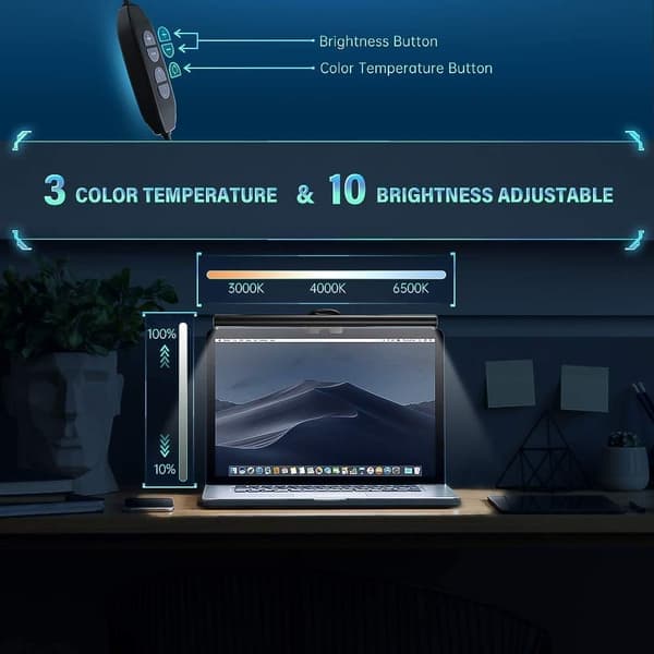 Kannettava LED-kannettavan valaisin USB-liitännällä, e-lukulamppu, 3 värilämpötila-asetusta