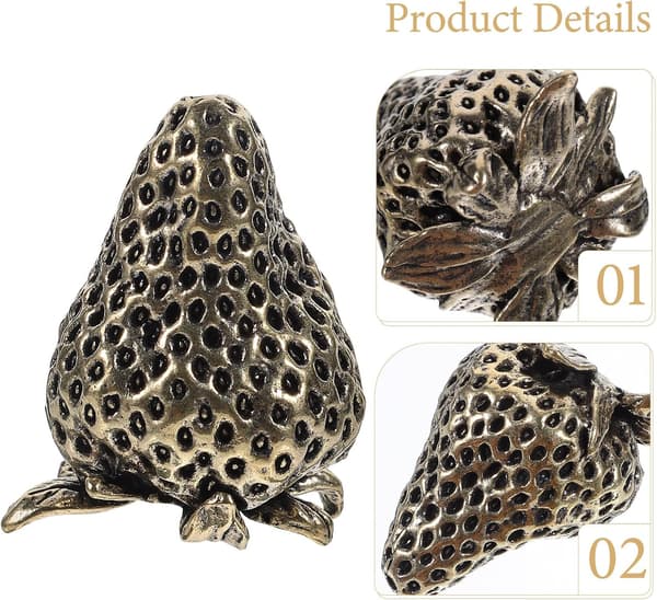 Brass Strawberry Shaped Figurine Flat Bottom Design Without Burrs