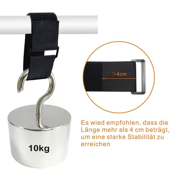 5m x 5cm Justerbare Kabelbindere med 10 Øjer, Sorte Genanvendelige Kabelbindere, Velcrobånd til Kabelhåndtering, Sort