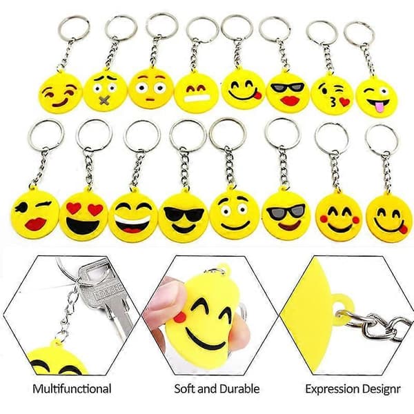 64 kappaleen Mini Emoticon Avaimenperä Pehmo (16 ilmettä), Söpö Avaimenperä