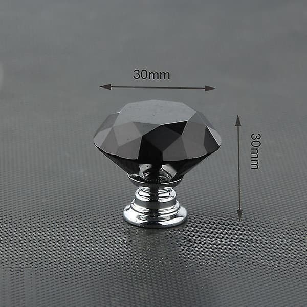 10 pcs Crystal Glass Cabinet Knobs 30mm Diamond Shape Drawer Kitchen Cabinet Dresser Wardrobe Pull Handle (black) (LGL)