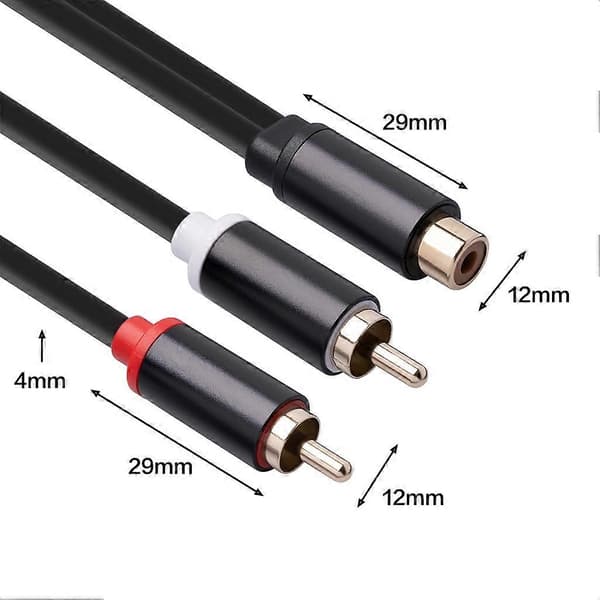 RCA-naaras-kaksois-2-RCA-urossovitin Stereo Splitter Y-äänikaapeli