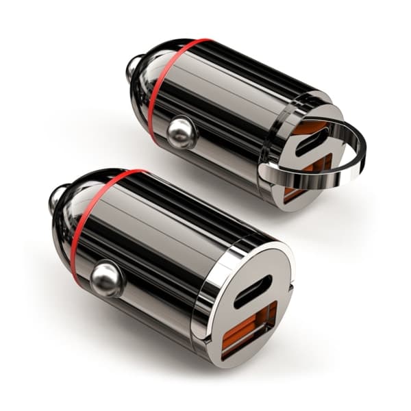 Snabb billaddare för mobiltelefon, surfplatta, dashcam, USB & PD30W/65W Typ-C dubbelport, dold billaddare null - PD30W