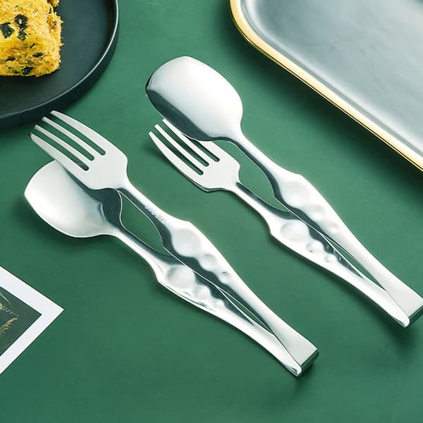 Fødevaretang i rustfrit stål med skridsikkert greb til flere formål 304 klemgafler skeer 304 Clamp Forks Spoons