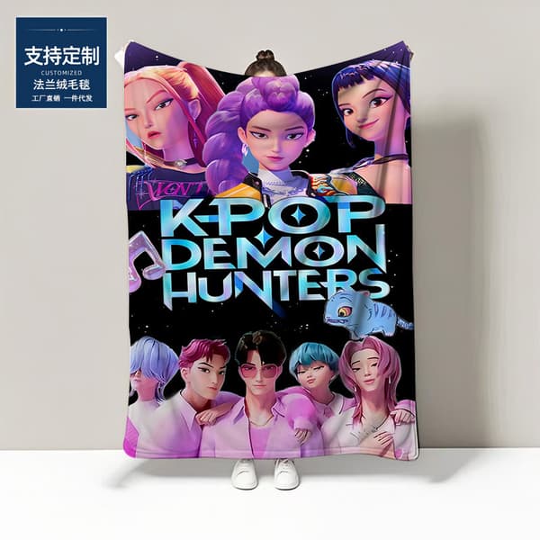 K-Pop Dæmonjægere 3D-printet Fleecetæppe | Blødt Flanelplaid *130*150cm*01