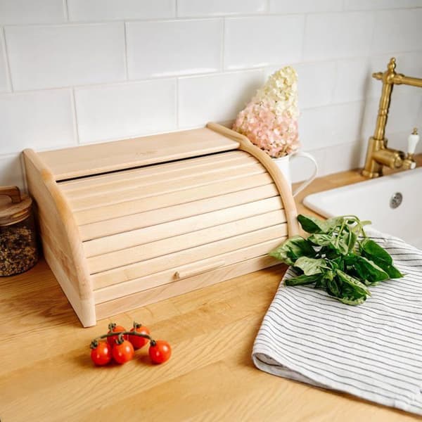 Leipälaatikko - Creative Home - Luonnonpyökki - 38 x 28,5 x 17,5 cm - Rullakansi - Klassinen luonnonväri
