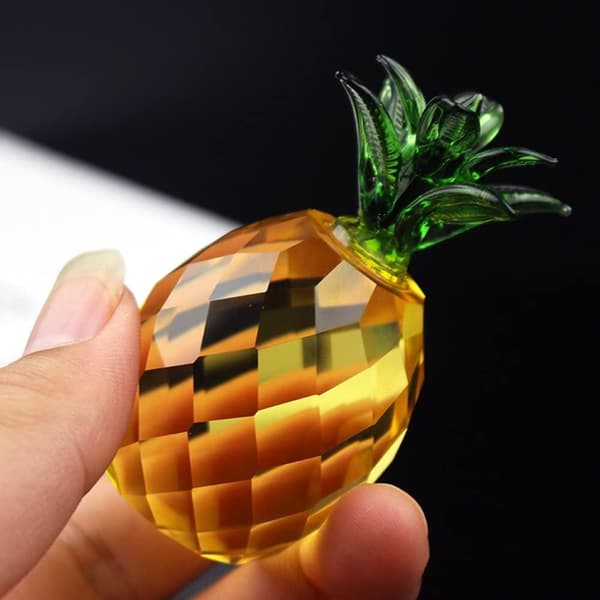 Krystal ananasfigur krystal ananas ornament dekorativ krystal frugtskulptur samleobjekt