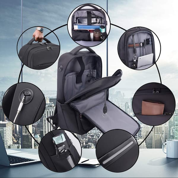 Laptop Backpack, 17 inch Waterproof Business Travel Work Computer Backpack with USB Charging Port, Anti-theft School Bag
