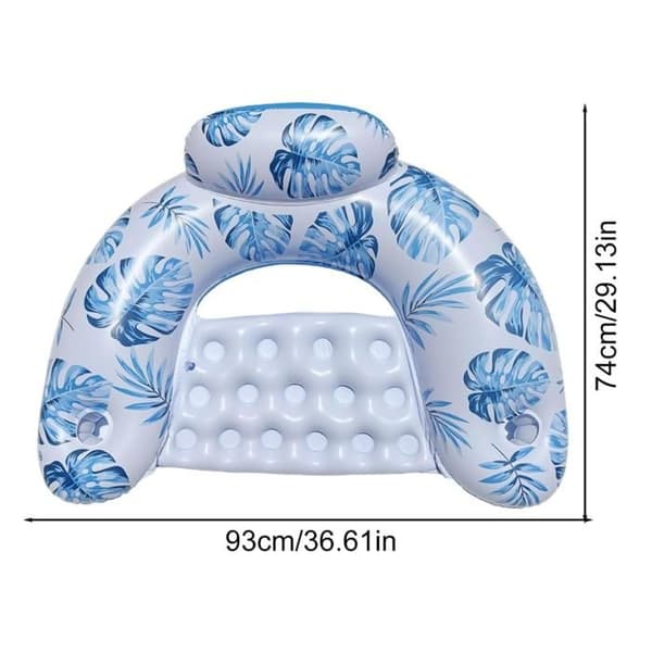 Poolflåde, Oppustelig Bademadras, Luftmadras, Indbygget Kopholder, Stressaflastende Solbadedesign, 43.31x31.89 tommer [YJD]