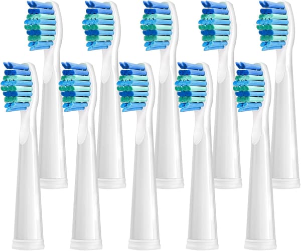 Replacement Brush Heads Compatible with Fairywill 507/508/D7/D8/515/551/917/959, White, 10-Pack