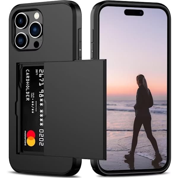 iPhone 15 Shockproof Mobile Case with Card Holder, Extra Reinforced Protective Case, Black iphone15(f2) iphone15 iphone15 iphone15 iphone15