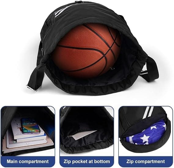 Drawstring Backpack, Waterproof Sports Backpack, Large Sports Gym Bag With Shoe Compartment and Water Bottle Mesh Pocket