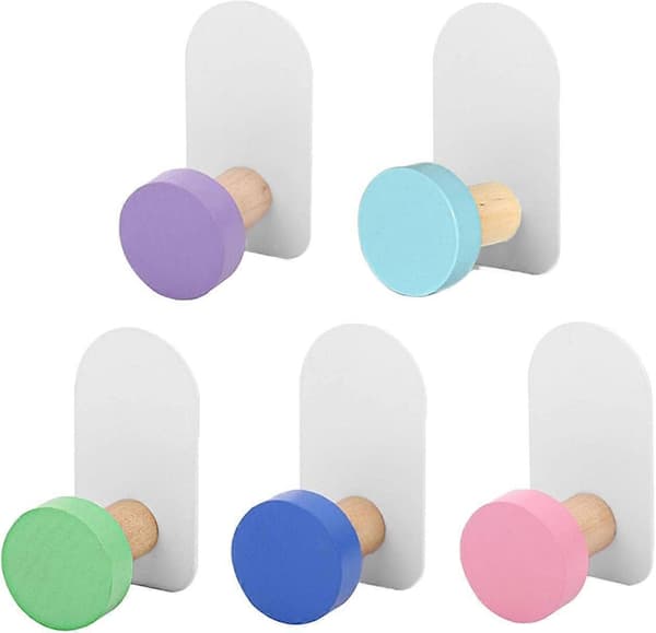 Koukut, 5 kpl Macaron-eläinkoukut, Itsekiinnittyvät puukoukut seinäkoukut, Koukku