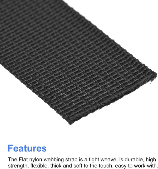 Flad Nylon Webbing Rem 1 Tomme 10 Yards Sort til Rygsæk, Bagagebærer Black 28x15x15cm