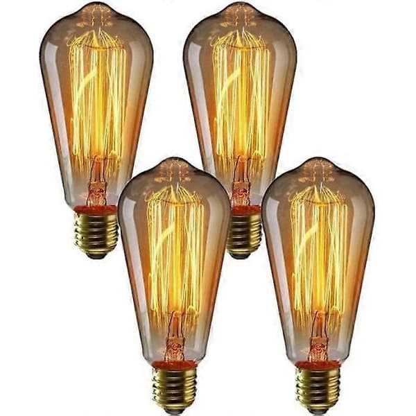 4 X E27 Wolka 40W Edison-lamppu Vintage ST64 Lämmin valkoinen