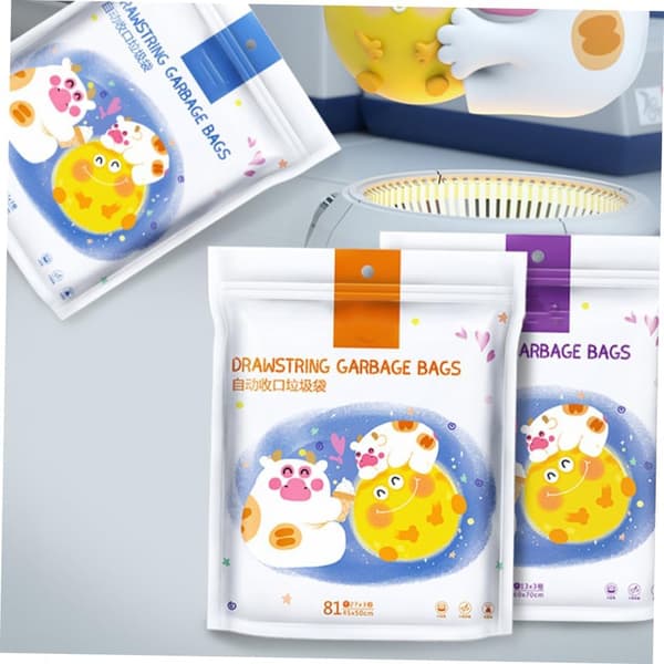 69 Pcs High-Strength Kitchen Trash Bags with Drawstring, 50x55 cm Thick Trash Bags Suitable