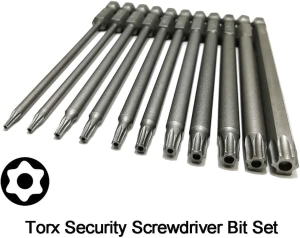 Skruetrækkerbits (11 dele), Skruetrækkerbitsæt, Lang Torx, skruetrækkersæt, Hollow Torx Bit sæt