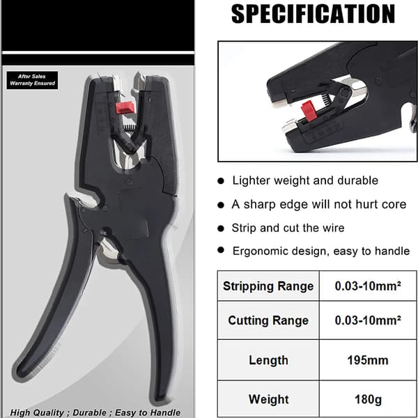 Automatisk trådstripper og kutter, 2-i-1 kraftig trådstripper for stripping av ledninger, kutter 5-20 mm/(0,25-0,75 tommer)