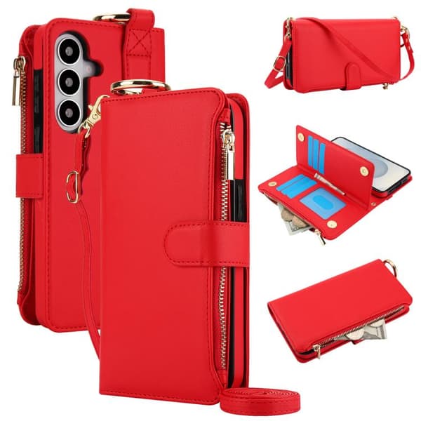 Samsung Galaxy S26 5G Etui med Crossbody-ring Multifunktionel Læderpung Sort