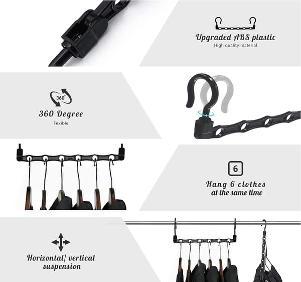 8 Purple Space-Saving Hooks, Magic Hangers, Vertical and Horizontal M
