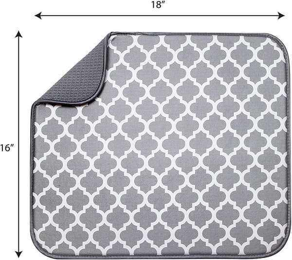 Mikrofiber tørremåtte til køkkenvask, tørrestativ, tørremåtte, absorberende tørremåtte til glas, tallerkener